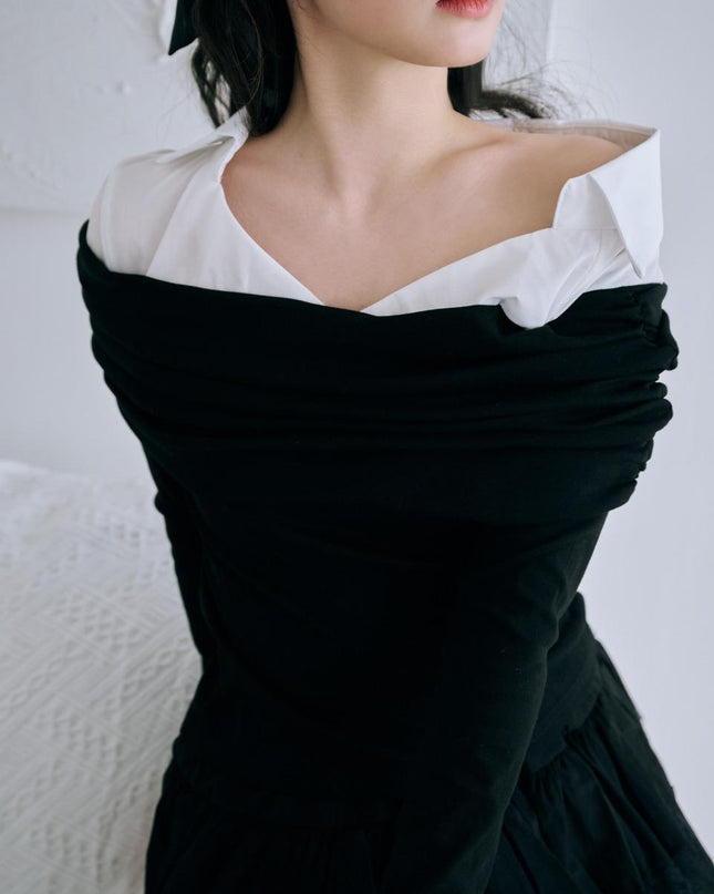 BYSEOWOO Women's Jessica Off-Shoulder Top Black