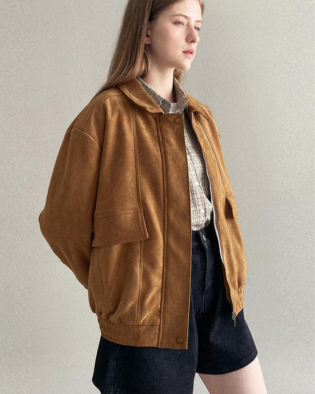 slowlolli Women's Bomber Suede Blazer 720706248