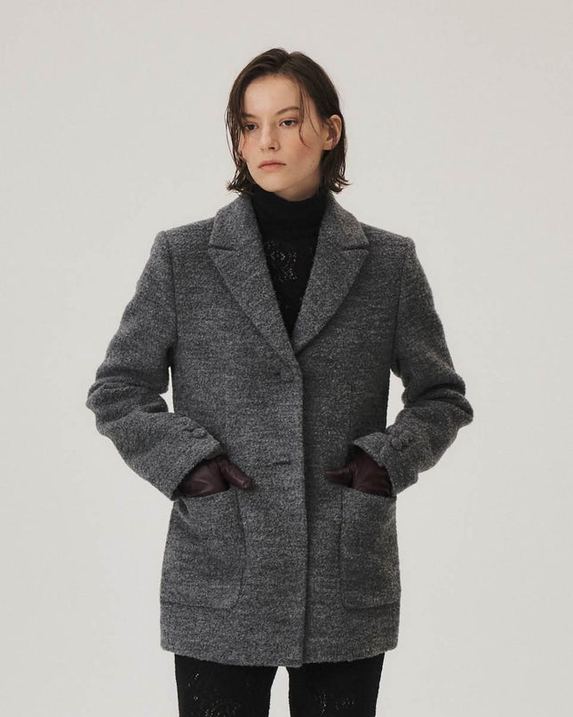 KUME Women's Alpaca Boucle Midi Blazer Melange Gray 720742961