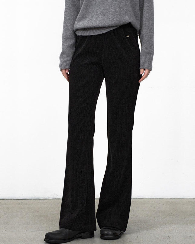 Atelier Nain Women's Warm Texture Banding Bootcut Pants PT-5725