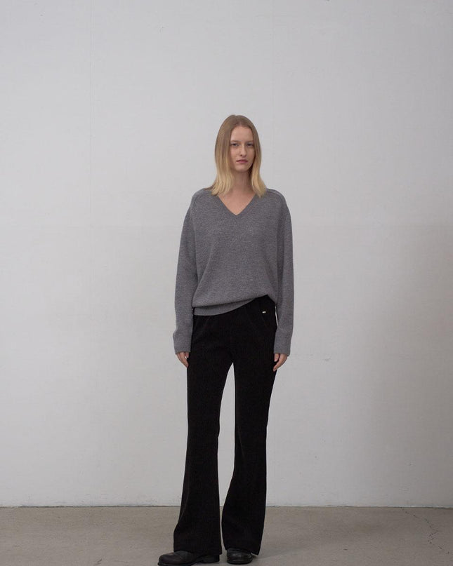 Atelier Nain Women's Warm Texture Banding Bootcut Pants PT-5725