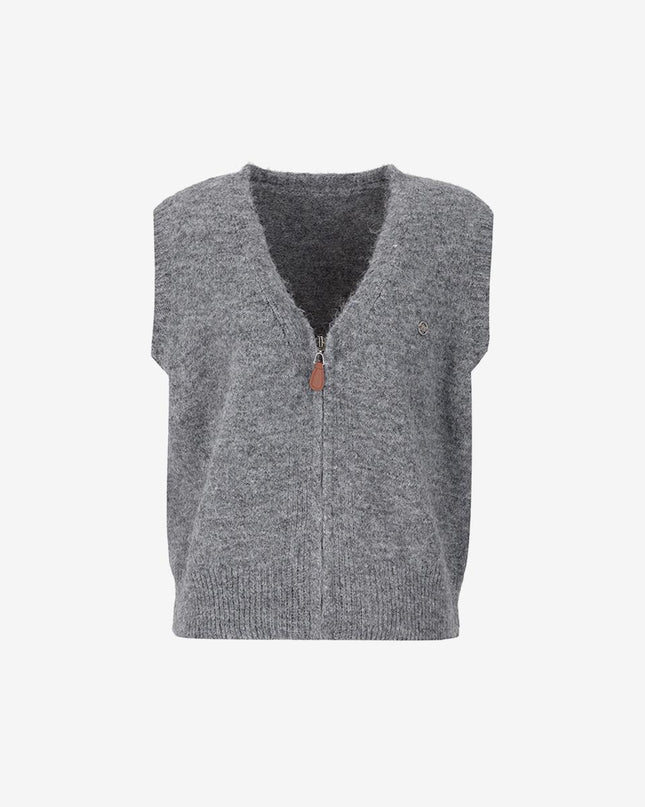 V’ NY STUDIO Women's V-Neck Zip-Up Vest Knit
