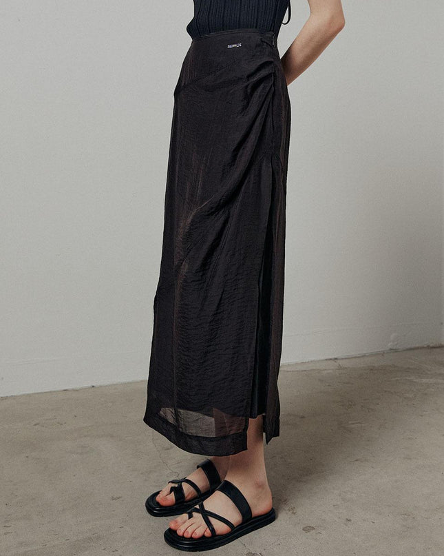 ARTID Women's See-Through Layered Long Skirt