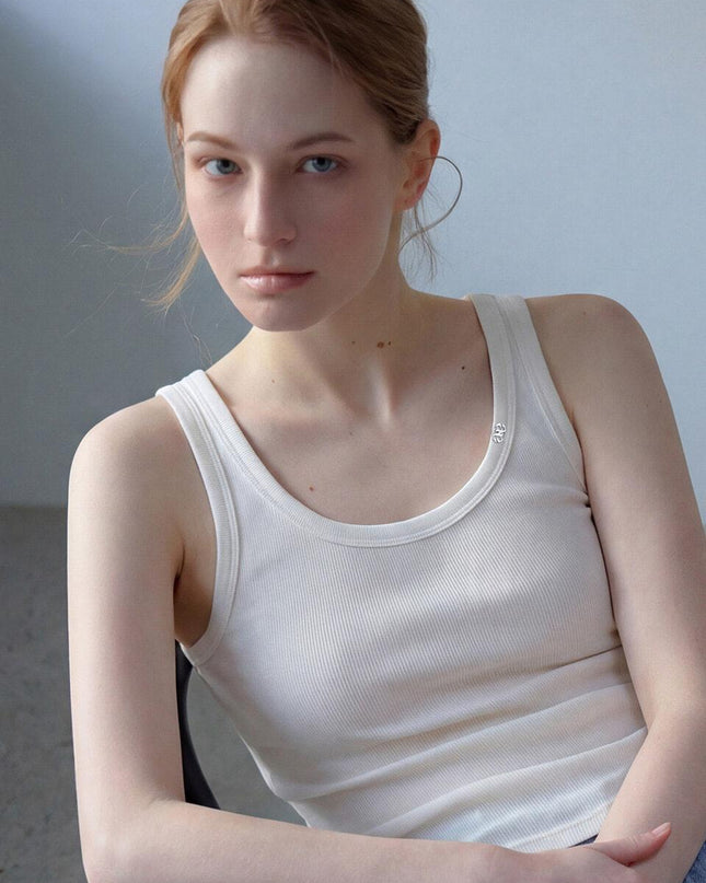NONANDNON Women's Basic U-Neck Ribbed Sleeveless Top N6STS0367