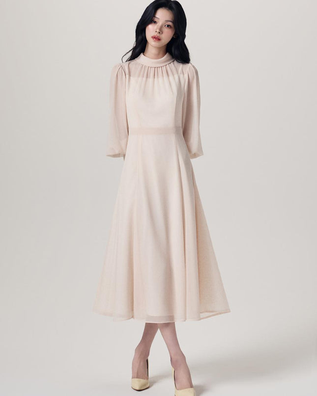 DRESSOM Women's Metel Pure Chiffon Midi Dress White 720904660