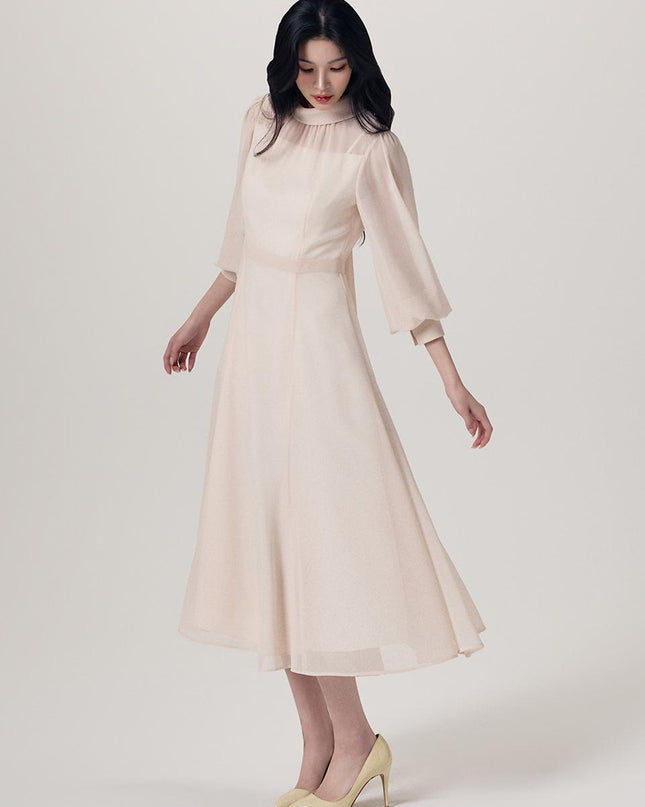 DRESSOM Women's Metel Pure Chiffon Midi Dress White 720904660