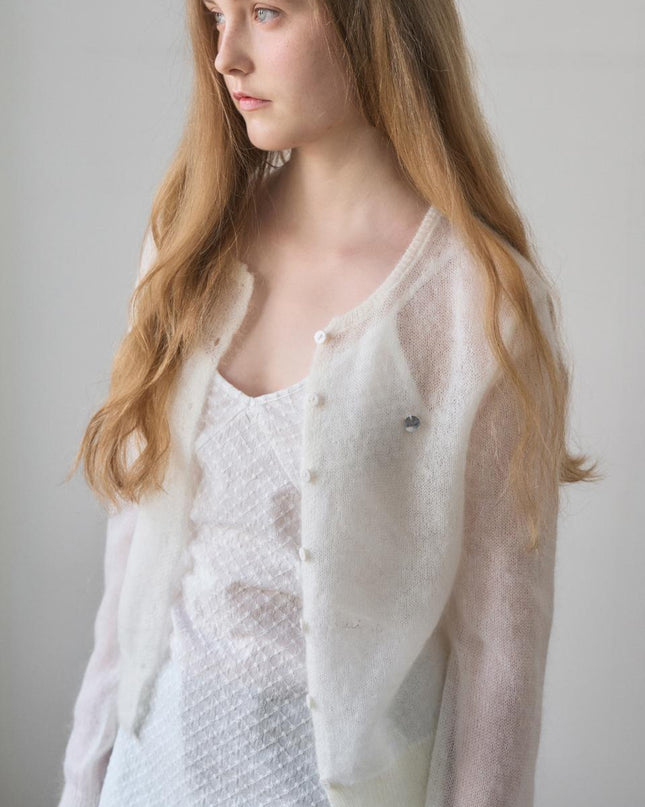 HAINT Women's Sheer Hairy Soft Cardigan