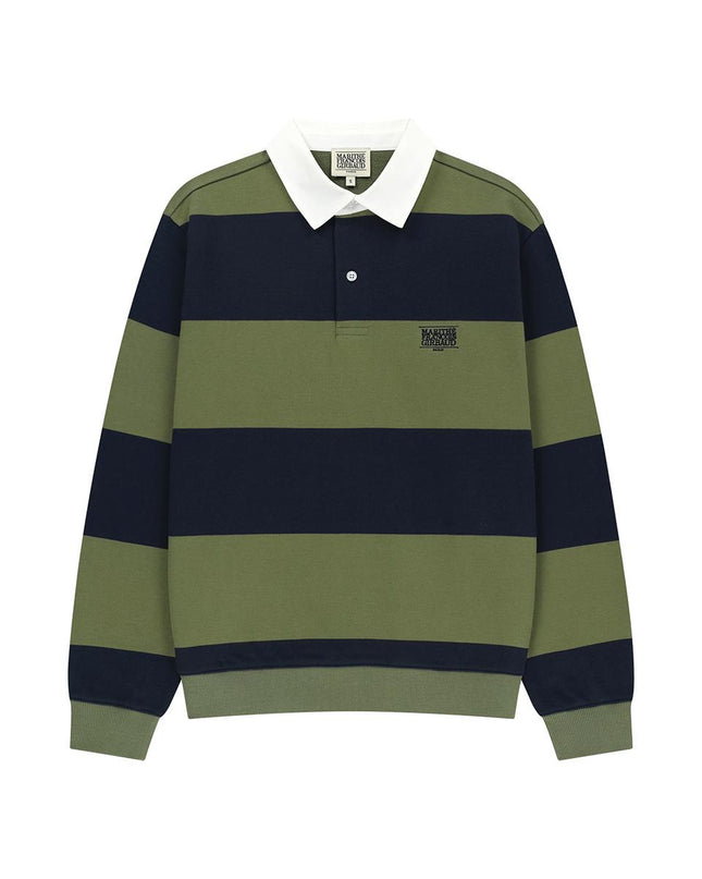 MARITHE + FRANCOIS GIRBAUD Women's Small Classic Logo Rugby Stripe Sweatshirt Navy