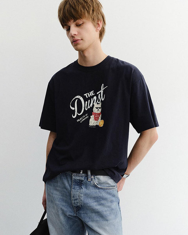 DUNST Unisex Drawing Puppy T-Shirt French Navy UDTS6B127N2