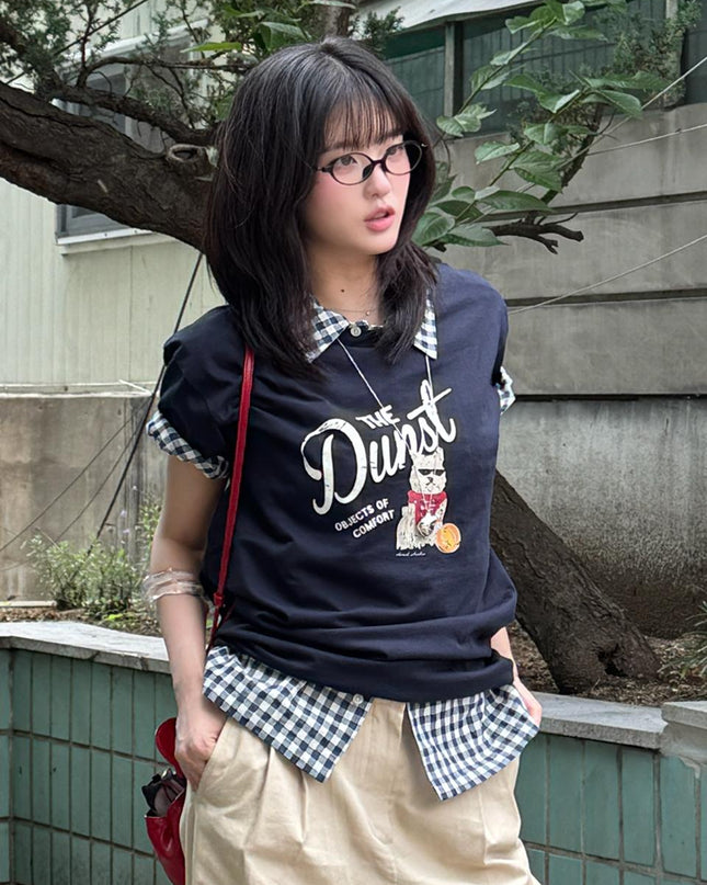 DUNST Unisex Drawing Puppy T-Shirt French Navy UDTS6B127N2
