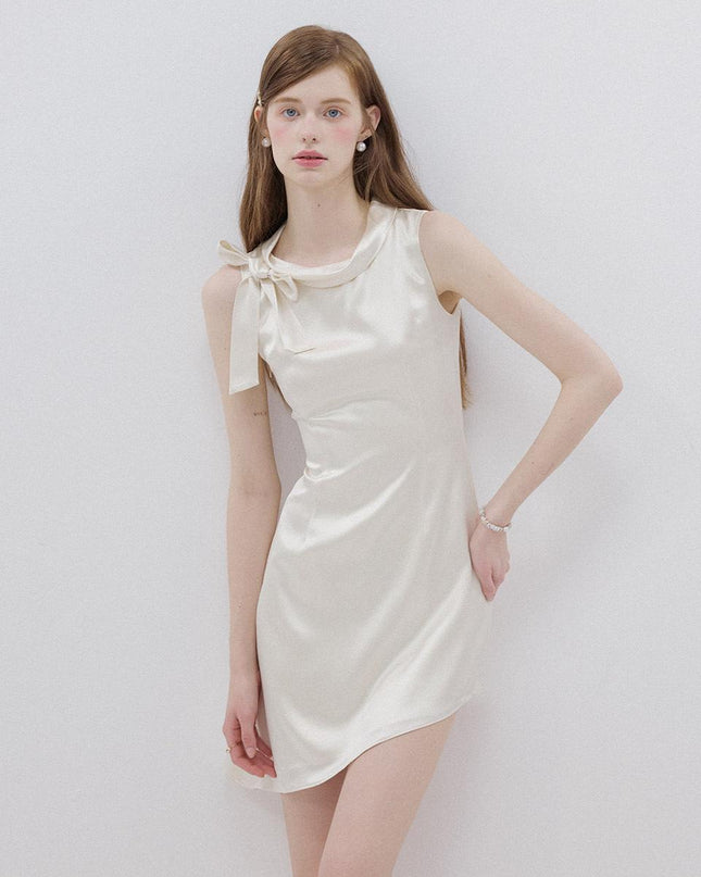 Sincethen Women's Elegance Ribbon Mini Dress Ivory 720989801