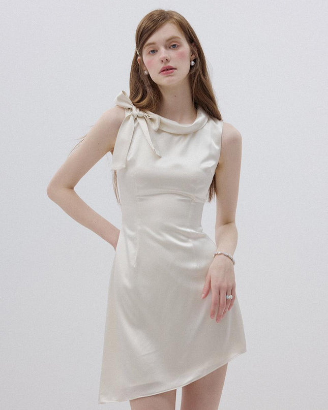 Sincethen Women's Elegance Ribbon Mini Dress Ivory 720989801