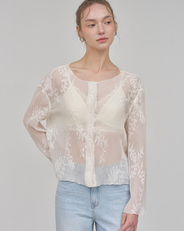 EGOEDIT Women's Floral Sheer Cardigan
