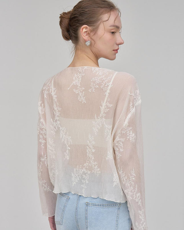 EGOEDIT Women's Floral Sheer Cardigan