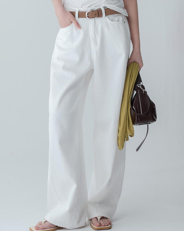 MARS EN AVRIL Women's Soft Curved Cotton Pants White