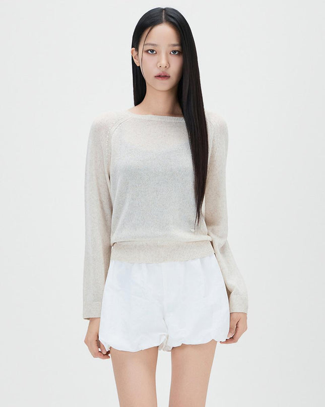 MIXXO Women's Linen Sheer Long-Sleeve Knit MIWKAG520T