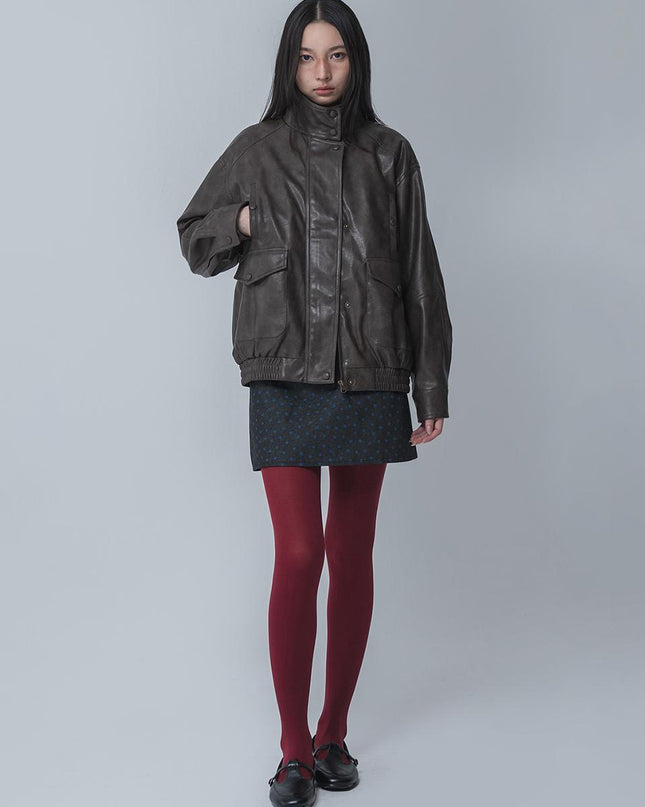 MARS EN AVRIL Women's High-Neck Leather Jacket