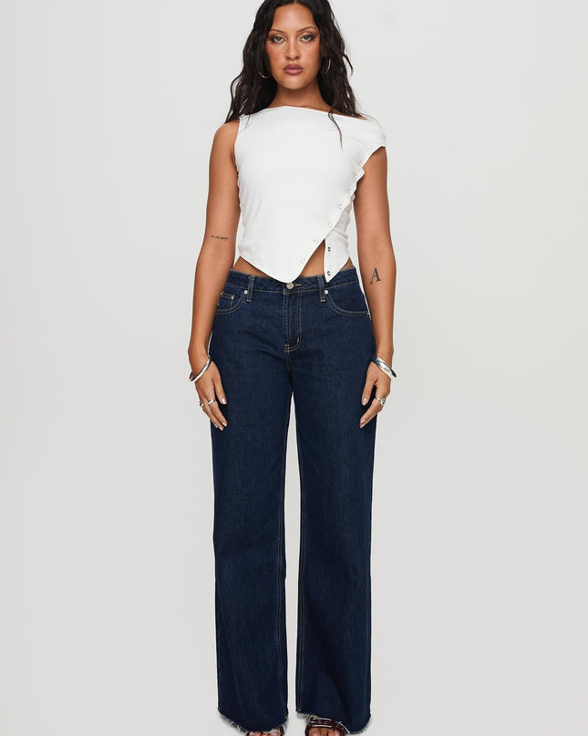 Darla Low Rise Straight Leg Jean Dark Blue Wash