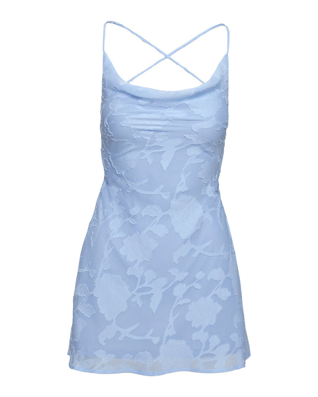 Celena Mini Dress Light Blue Burnout