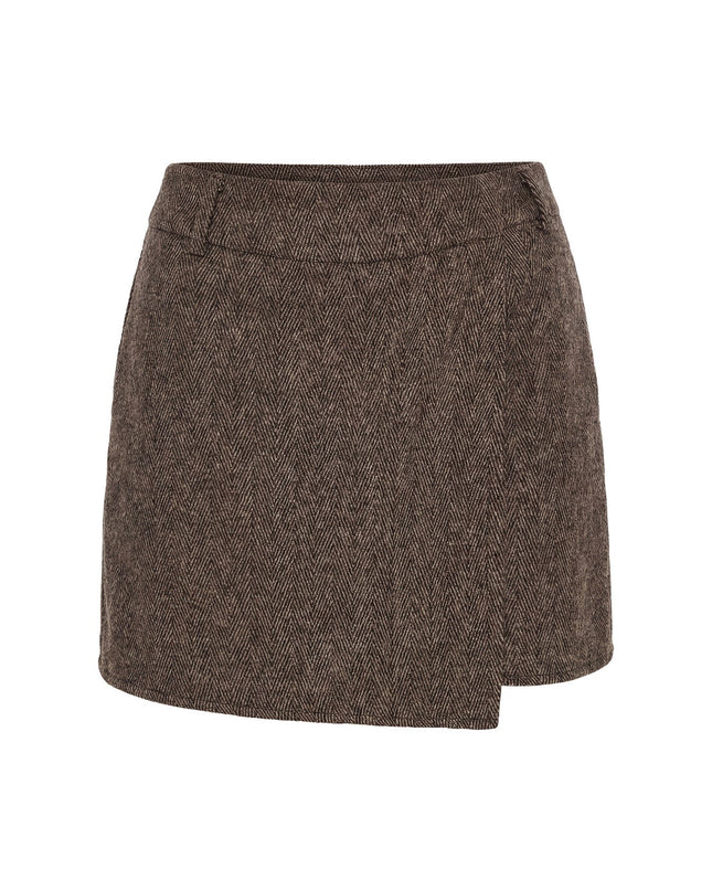 Adelyne Tweed Mini Skirt Brown