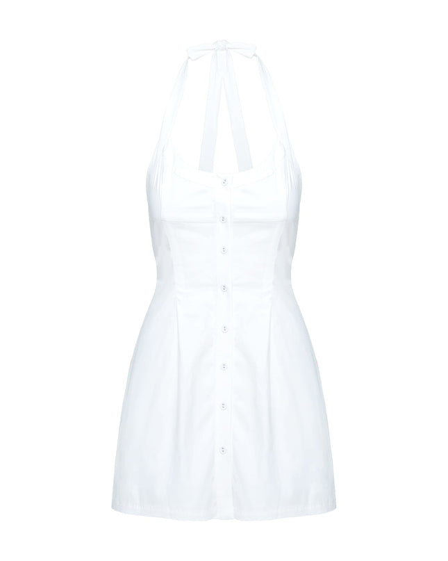 Mallorie Halter Mini Dress White