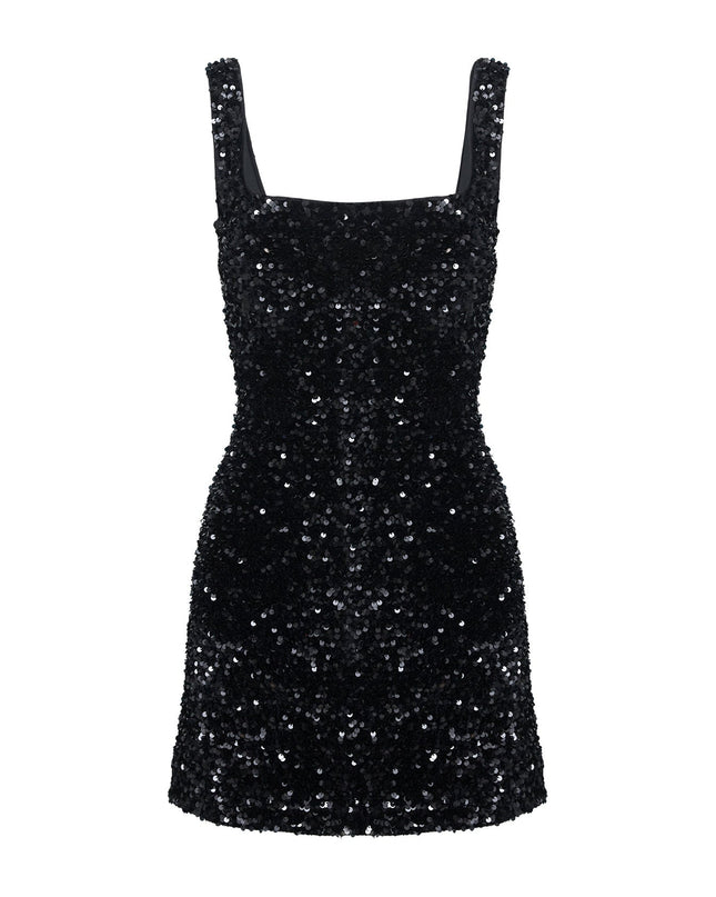 Miss Me Sequin Mini Dress Black
