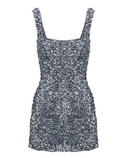 Miss Me Sequin Mini Dress Silver