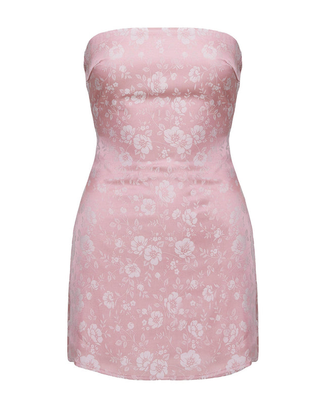Ramie Strapless Mini Dress Dusty Pink