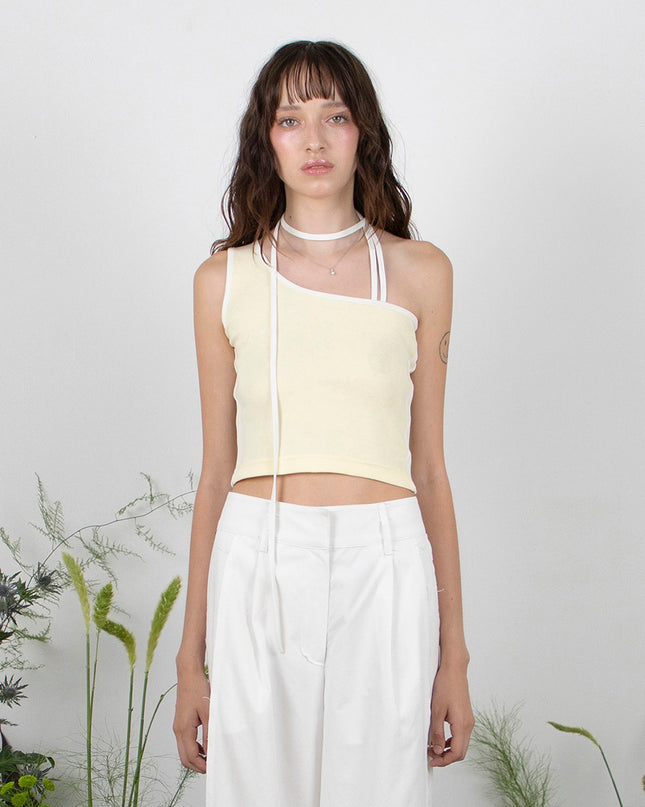 MEENDERI Women's Track Asymmetric Sleeveless Top Lemon