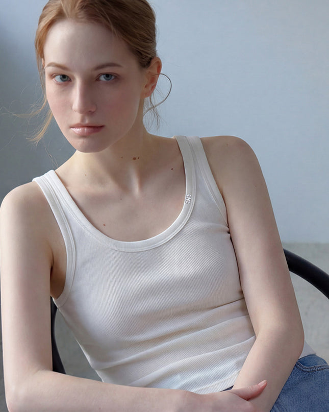 NONANDNON Women's Basic U-Neck Ribbed Sleeveless Top N6STS0367