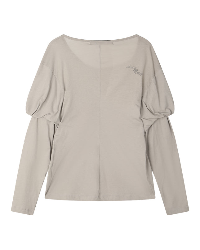 odlyworkshop Women's Layered Puff Sleeve Tee Light Brown