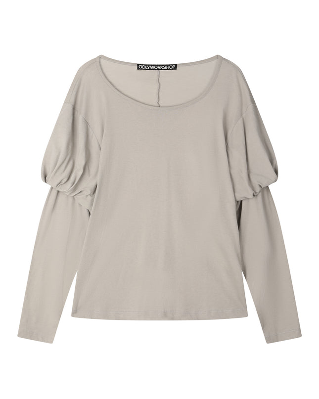 odlyworkshop Women's Layered Puff Sleeve Tee Light Brown